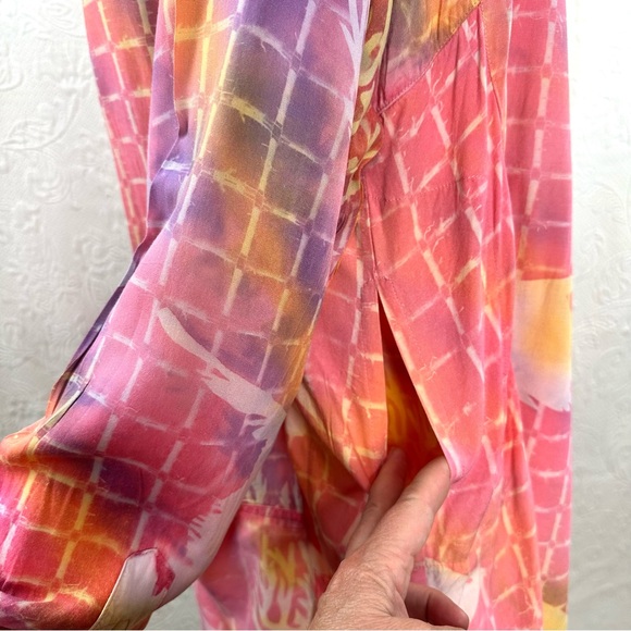 Paul M Ropp 70s VTG Oversized Batik Button Down Fish Tunic - Picture 11 of 15